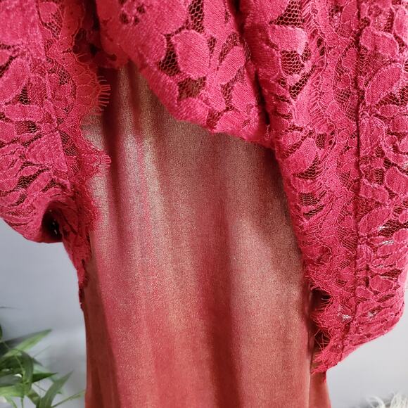 Anthropology Greylin Red Sleeveless V Neck Lace Dress L - Picture 5 of 10